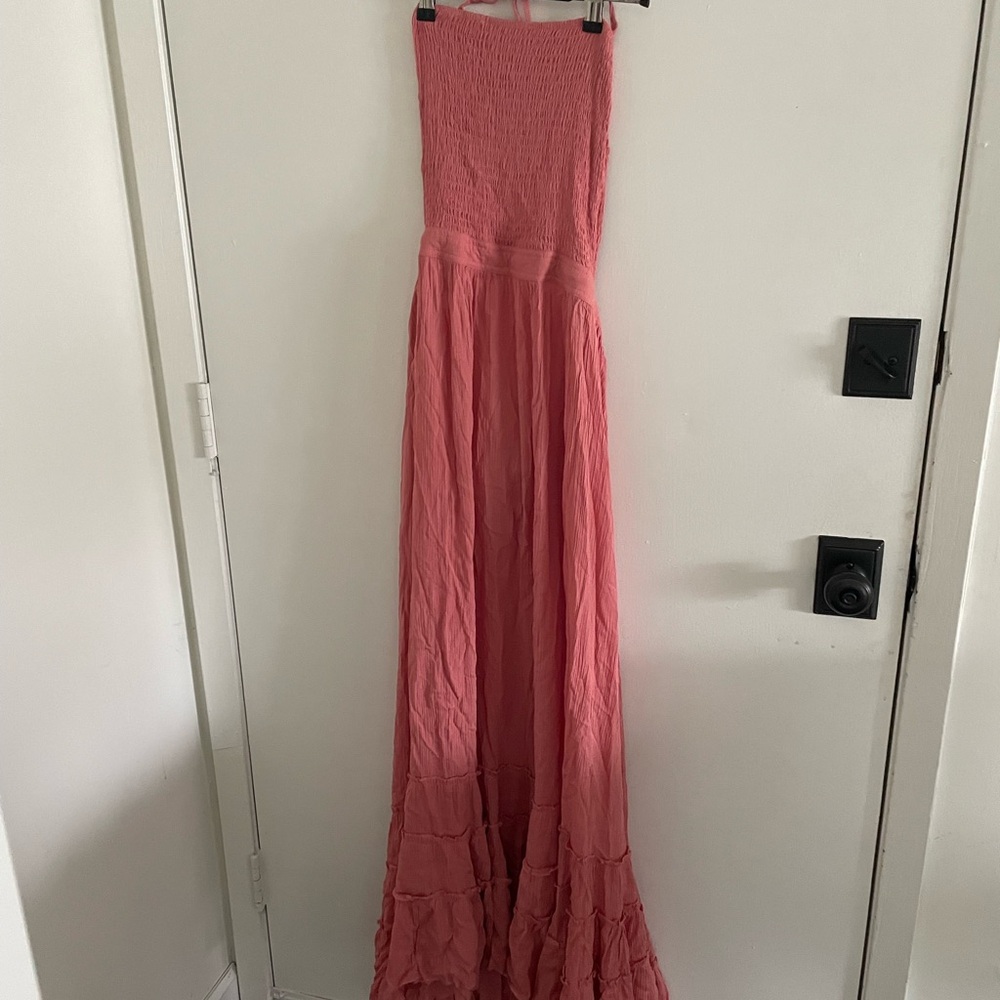 Coral Halter Maxi Dress